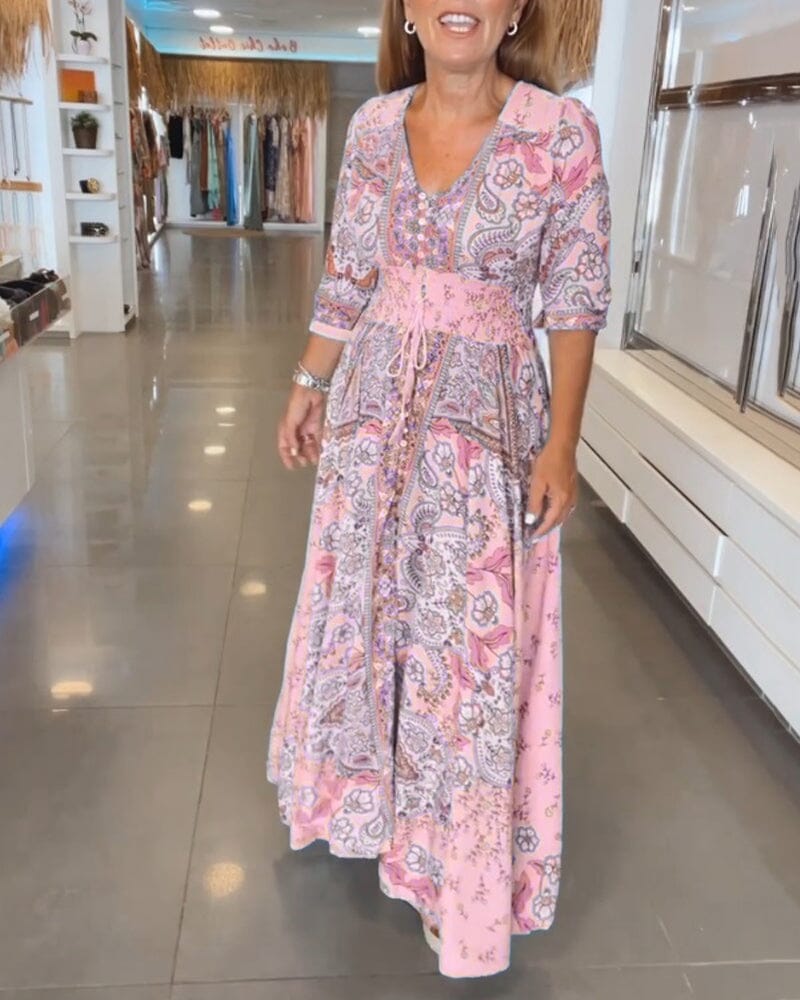 Alira™ | V-Neck Seven Sleeve Dress