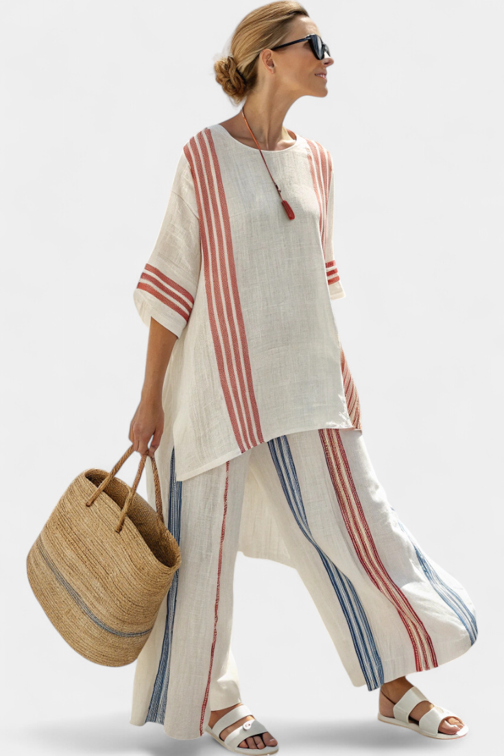 Mirthe™ | Airy Two-piece Set with Stripes and Oversized Fit