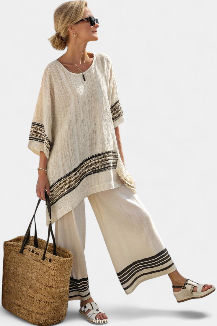Mirthe™ | Airy Two-piece Set with Stripes and Oversized Fit