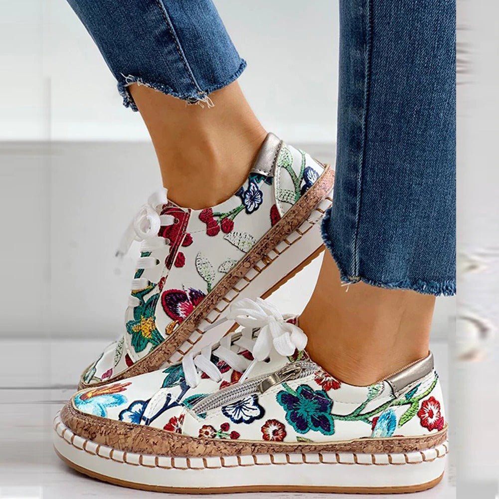 Oluchi™ Floral Orthopedic Zipper Sneakers