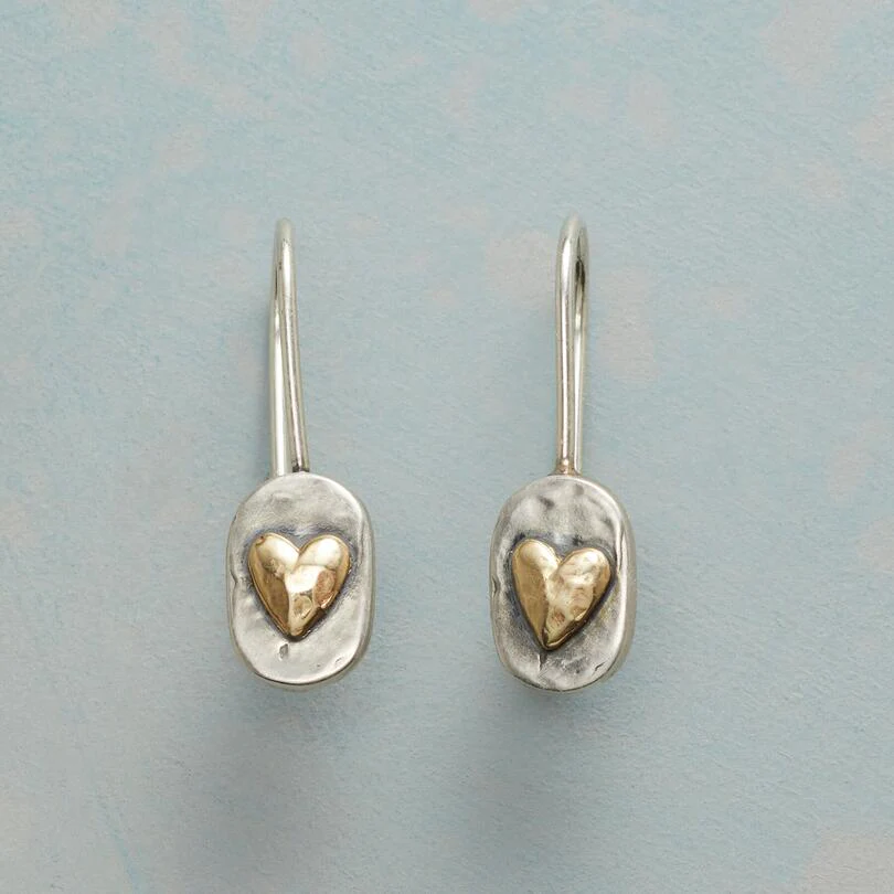 Vintage Silver Golden Heart Earrings (GIFT)