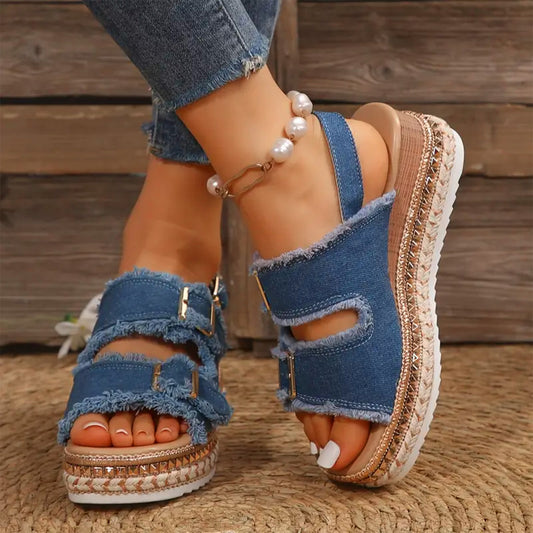 Ayla - Denim Casual Wedges