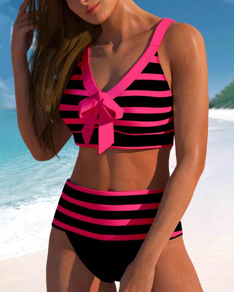 Aussie Vibe™ | Striped High-Waisted Bikini