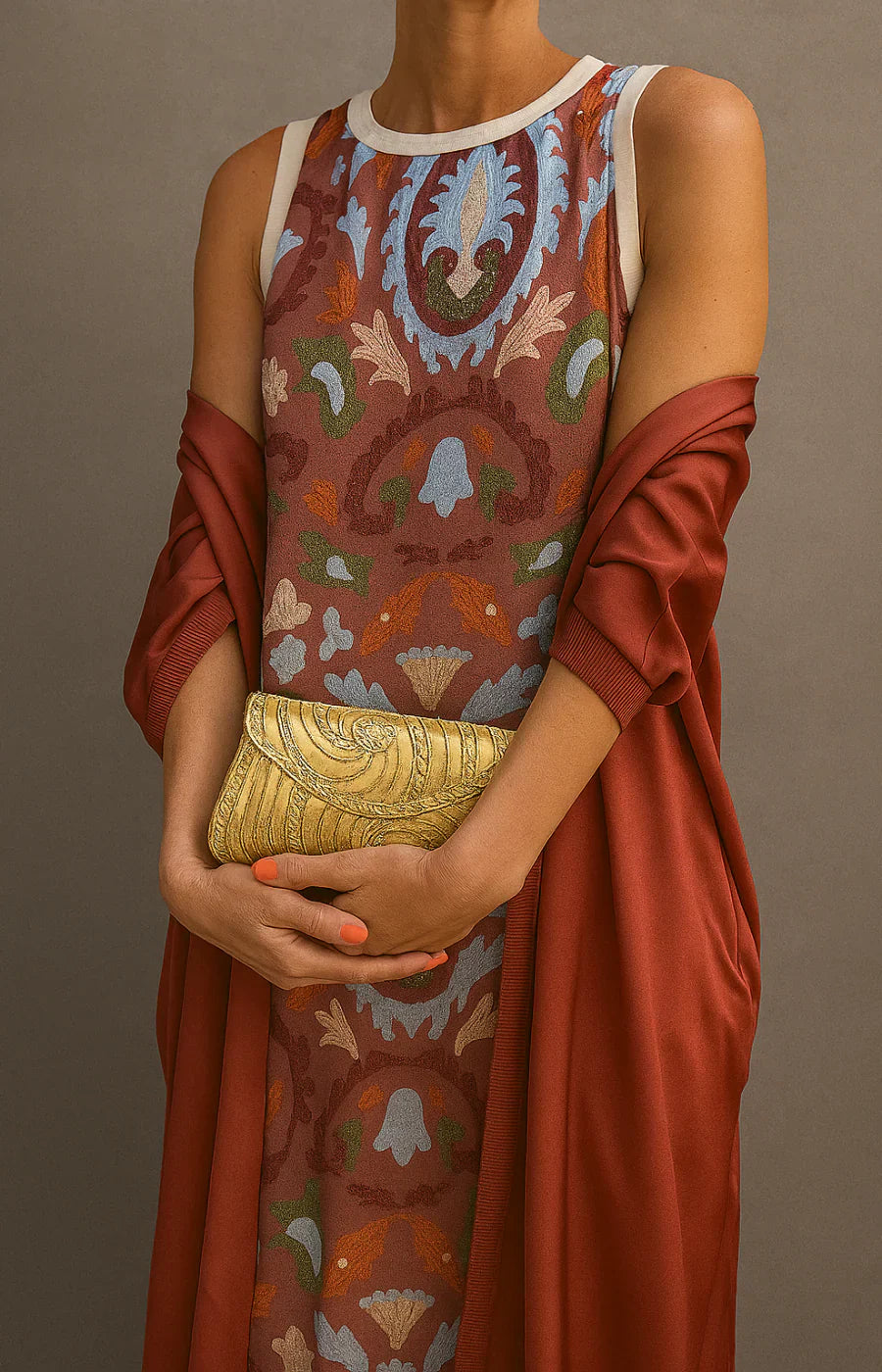 Raffaella™ | Elegant Long Dress with Matching Shawl for Special Events