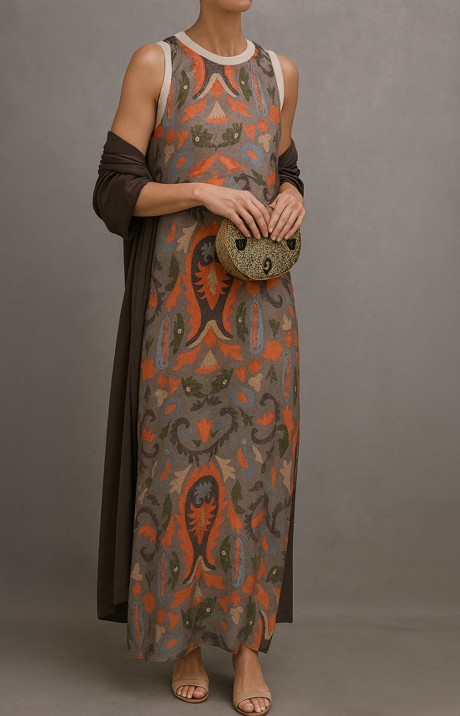 Raffaella™ | Elegant Long Dress with Matching Shawl for Special Events