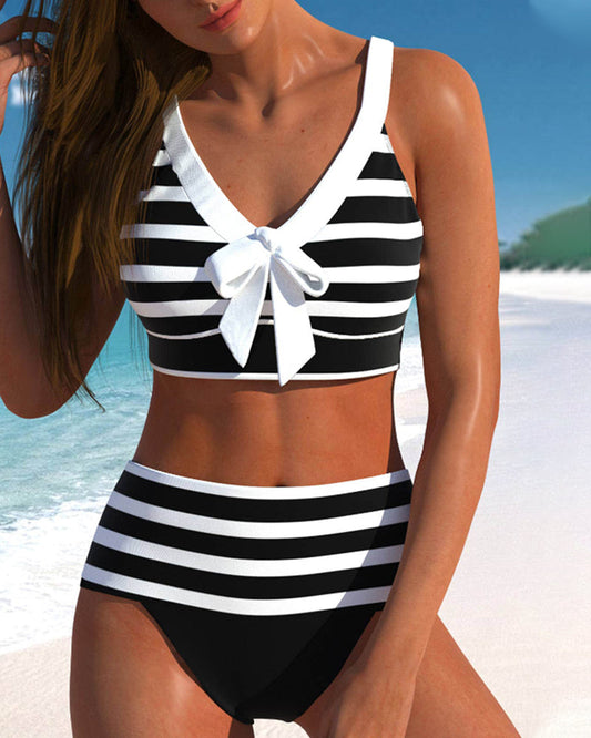Aussie Vibe™ | Striped High-Waisted Bikini