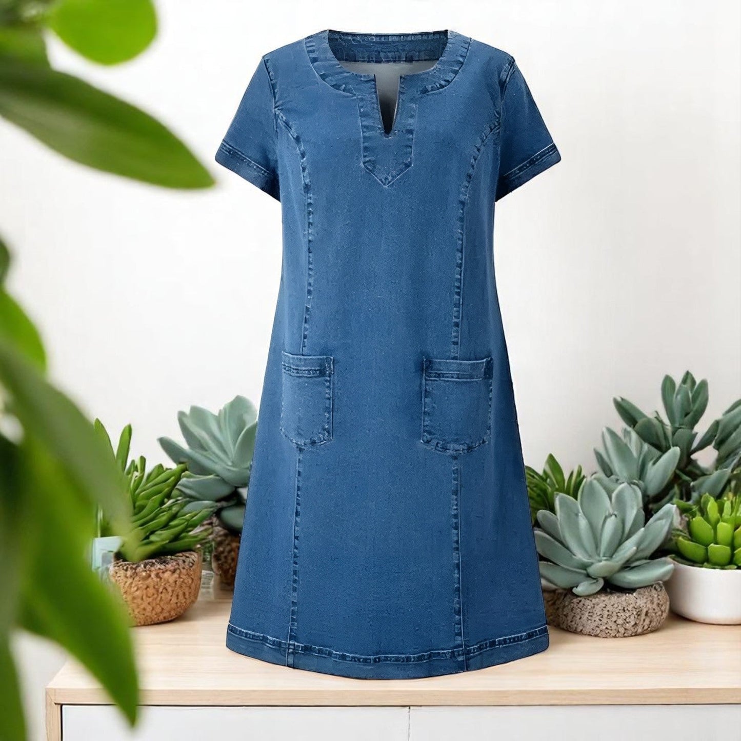 Julia™ | Soft Denim Dress with Front Pockets