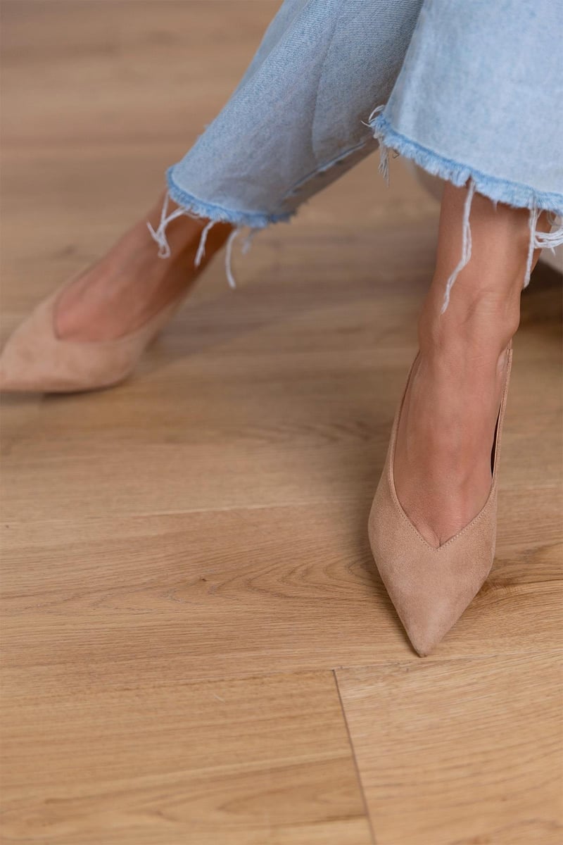 Marlena™ | Nude slingback pumps with thin heel